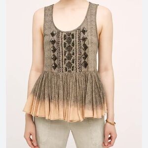 Anthropologie Akemi Kin Cotton Sequince  Peplum Top Wonens Size Small